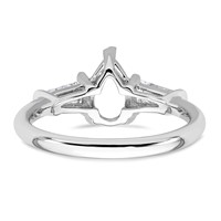 14K White Gold 0.50 Carat Lab Grown Diamond VS+ F+ Tapered Baguette 1 Carat Pear Center Semi Mount Engagement Ring view 3