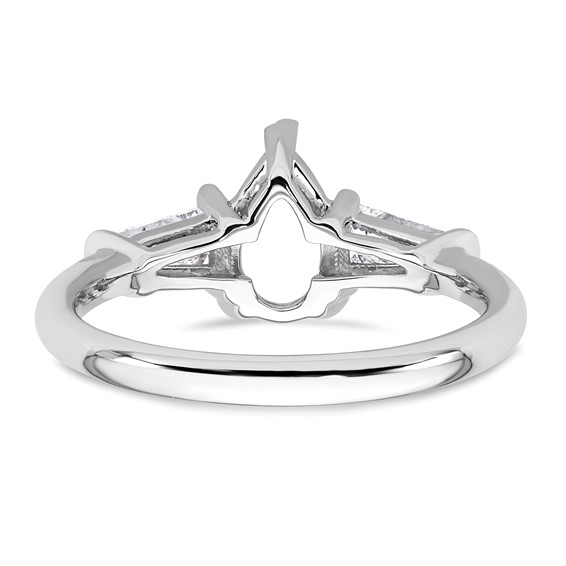 Gold Diamond Pearand Baguette 3-Stone Bridal Rings