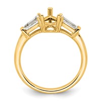 14K Yellow Gold 0.50 Carat Lab Grown Diamond VS+ F+ Tapered Baguette 1 Carat Pear Center Semi Mount Engagement Ring view 2