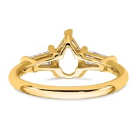 14K Yellow Gold 0.50 Carat Lab Grown Diamond VS+ F+ Tapered Baguette 1 Carat Pear Center Semi Mount Engagement Ring view 3