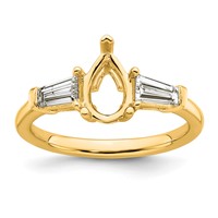 14K Yellow Gold 0.50 Carat Lab Grown Diamond VS+ F+ Tapered Baguette 1 Carat Pear Center Semi Mount Engagement Ring view 1