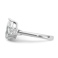 14K White Gold 2 Carat Certified Lab Grown Diamond VS+ F+ Pear and Tapered Baguette Complete Engagement Ring view 3