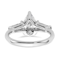 14K White Gold 2 Carat Certified Lab Grown Diamond VS+ F+ Pear and Tapered Baguette Complete Engagement Ring view 5