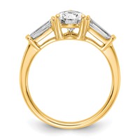 14K Yellow Gold 2 Carat Certified Lab Grown Diamond VS+ F+ Pear and Tapered Baguette Complete Engagement Ring view 2