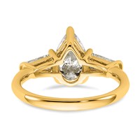 14K Yellow Gold 2 Carat Certified Lab Grown Diamond VS+ F+ Pear and Tapered Baguette Complete Engagement Ring view 4