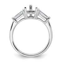 14K White Gold 0.62 Carat Lab Grown Diamond VS+ F+ Tapered Baguette 1.50 Carat Pear Center Semi Mount Engagement Ring view 2