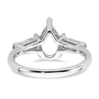 14K White Gold 0.62 Carat Lab Grown Diamond VS+ F+ Tapered Baguette 1.50 Carat Pear Center Semi Mount Engagement Ring view 3