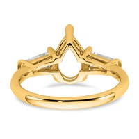 14K Yellow Gold 0.62 Carat Lab Grown Diamond VS+ F+ Tapered Baguette 1.50 Carat Pear Center Semi Mount Engagement Ring view 3