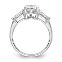 14K White Gold 2.62 Carat Certified Lab Grown Diamond VS+ F+ Pear and Tapered Baguette Complete Engagement Ring view 2