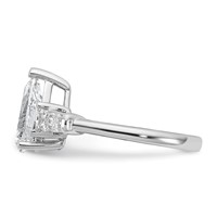 14K White Gold 2.62 Carat Certified Lab Grown Diamond VS+ F+ Pear and Tapered Baguette Complete Engagement Ring view 3