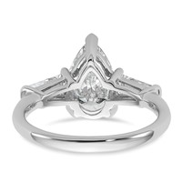 14K White Gold 2.62 Carat Certified Lab Grown Diamond VS+ F+ Pear and Tapered Baguette Complete Engagement Ring view 5
