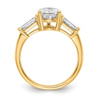 14K Yellow Gold 2.62 Carat Certified Lab Grown Diamond VS+ F+ Pear and Tapered Baguette Complete Engagement Ring view 2