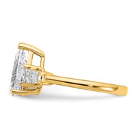 14K Yellow Gold 2.62 Carat Certified Lab Grown Diamond VS+ F+ Pear and Tapered Baguette Complete Engagement Ring view 3