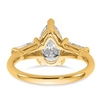14K Yellow Gold 2.62 Carat Certified Lab Grown Diamond VS+ F+ Pear and Tapered Baguette Complete Engagement Ring view 5