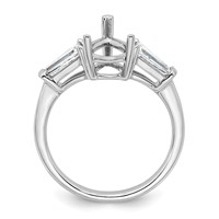 14K White Gold 0.62 Carat Lab Grown Diamond VS+ F+ Tapered Baguette 2 Carat Pear Center Semi Mount Engagement Ring view 2