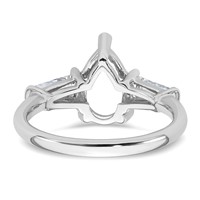 14K White Gold 0.62 Carat Lab Grown Diamond VS+ F+ Tapered Baguette 2 Carat Pear Center Semi Mount Engagement Ring view 3