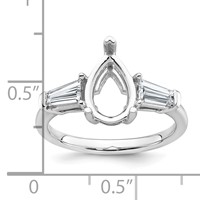 14K White Gold 0.62 Carat Lab Grown Diamond VS+ F+ Tapered Baguette 2 Carat Pear Center Semi Mount Engagement Ring view 4