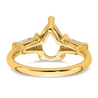 14K Yellow Gold 0.62 Carat Lab Grown Diamond VS+ F+ Tapered Baguette 2 Carat Pear Center Semi Mount Engagement Ring view 3