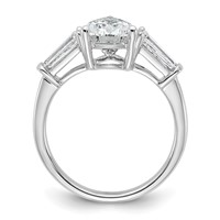 14K White Gold 3.33 Carat Certified Lab Grown Diamond VS+ F+ Pear and Tapered Baguette Complete Engagement Ring view 2