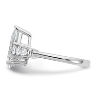 14K White Gold 3.33 Carat Certified Lab Grown Diamond VS+ F+ Pear and Tapered Baguette Complete Engagement Ring view 3