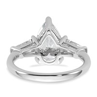 14K White Gold 3.33 Carat Certified Lab Grown Diamond VS+ F+ Pear and Tapered Baguette Complete Engagement Ring view 5