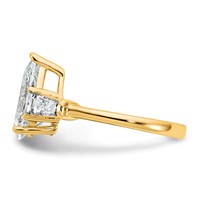 14K Yellow Gold 3.33 Carat Certified Lab Grown Diamond VS+ F+ Pear and Tapered Baguette Complete Engagement Ring view 3
