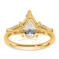14K Yellow Gold 3.33 Carat Certified Lab Grown Diamond VS+ F+ Pear and Tapered Baguette Complete Engagement Ring view 5