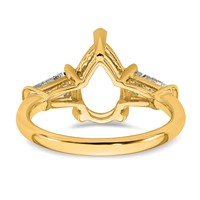 14K Yellow Gold 0.88 Carat Lab Grown Diamond VS+ F+ Tapered Baguette 2.50 Carat Pear Center Semi Mount Engagement Ring view 3