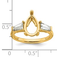 14K Yellow Gold 0.88 Carat Lab Grown Diamond VS+ F+ Tapered Baguette 2.50 Carat Pear Center Semi Mount Engagement Ring view 4