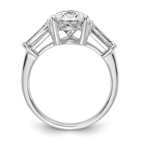 14K White Gold 6.75 Carat Certified Lab Grown Diamond VS+ G+ Pear and Tapered Baguette Complete Three Stone Engagement Ring view 2