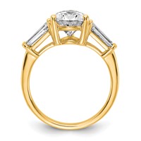 14K Yellow Gold 6.75 Carat Certified Lab Grown Diamond VS+ G+ Pear and Tapered Baguette Complete Three Stone Engagement Ring view 2