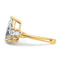 14K Yellow Gold 6.75 Carat Certified Lab Grown Diamond VS+ G+ Pear and Tapered Baguette Complete Three Stone Engagement Ring view 3