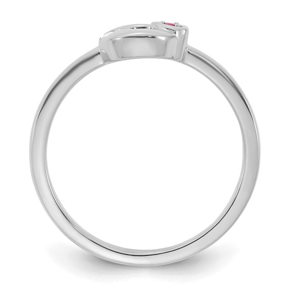 14k WG Dia. Heart w/ 1 Genuine Birthstone Mother's Circle Ring