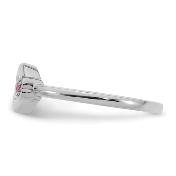 14k WG Dia. Heart w/ 1 Genuine Birthstone Mother's Circle Ring