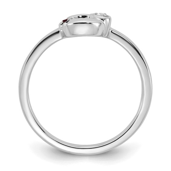 14k WG Dia. Heart with 2 Genuine Birthstone Mother's Circle Ring