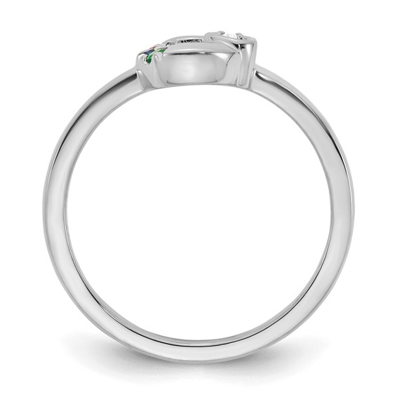 14k WG Dia.  Heart w/ 3 Synthetic Birthstone Mother's Circle Ring