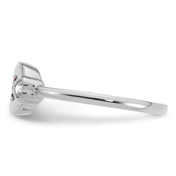 14k WG Dia.  Heart w/ 3 Synthetic Birthstone Mother's Circle Ring