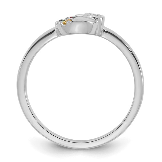 14k WG Dia. Heart w/ 4 Genuine Birthstone Mother's Circle Ring