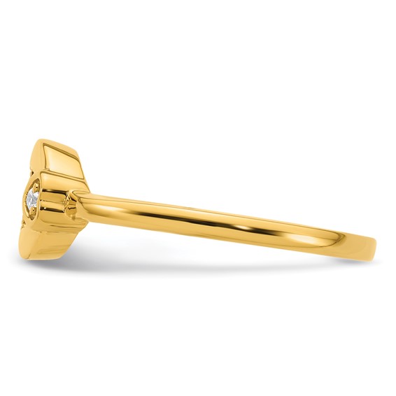 14k Diamond Heart with Genuine 4 Birthstone Mother's Circle Ring