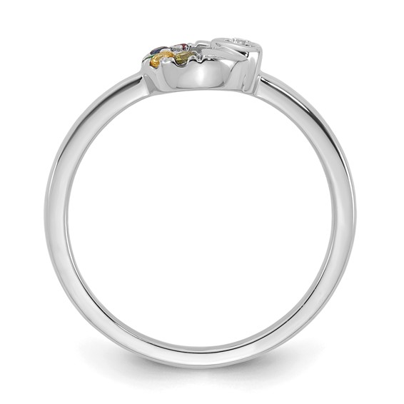 14k WG Dia. Heart with 5 Synthetic Birthstone Mother's Circle Ring