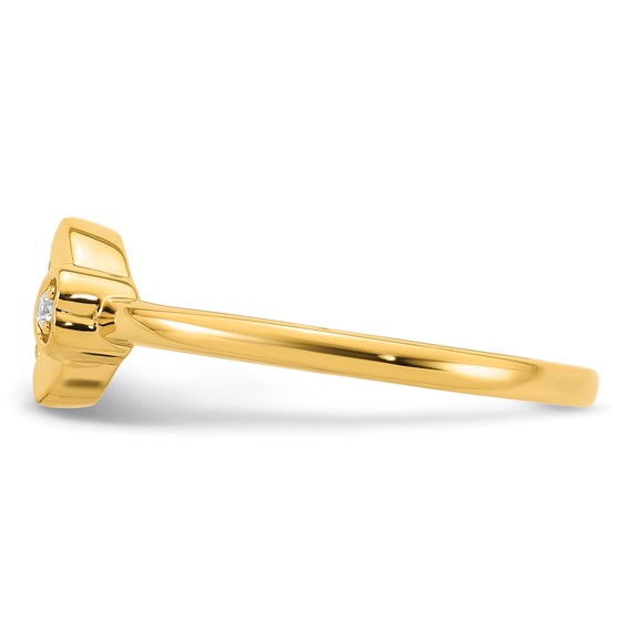 14k Diamond Heart with Genuine 5 Birthstone Mother's Circle Ring