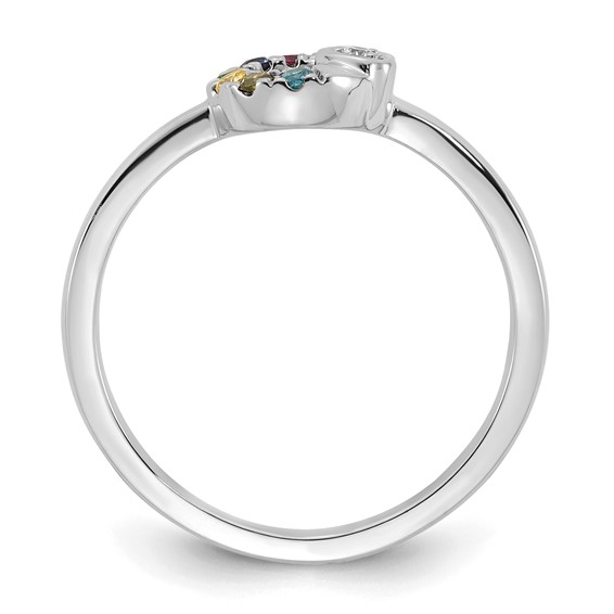 14k WG Dia. Heart with 6 Genuine Birthstone Mother's Circle Ring