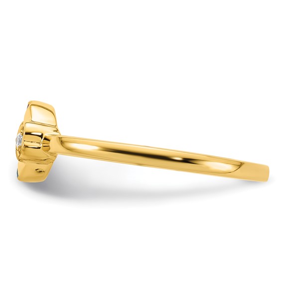 14k Diamond Heart with Synthetic 6 Birthstone Mother's Circle Ring