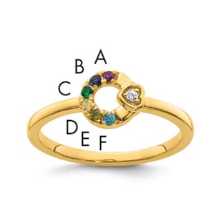 14k Diamond Heart with Synthetic 6 Birthstone Mother's Circle Ring
