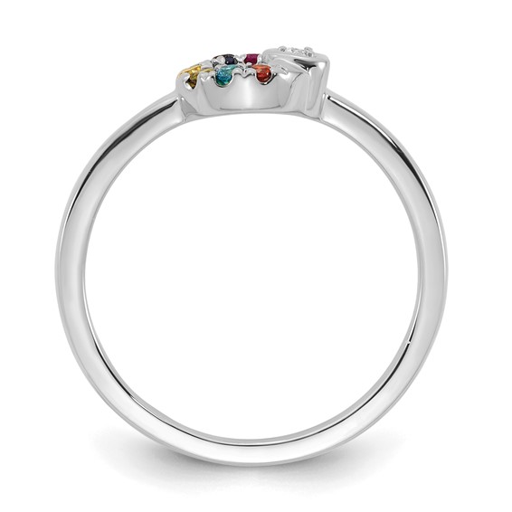 14k WG  Dia. Heart with 7 Synthetic Birthstone Mother's Circle Ring