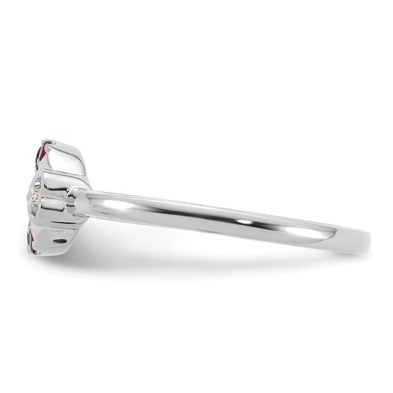 14k WG  Dia. Heart with 7 Synthetic Birthstone Mother's Circle Ring