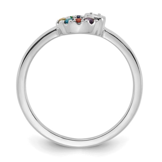 14k WG  Dia. Heart with 8 Synthetic Birthstone Mother's Circle Ring