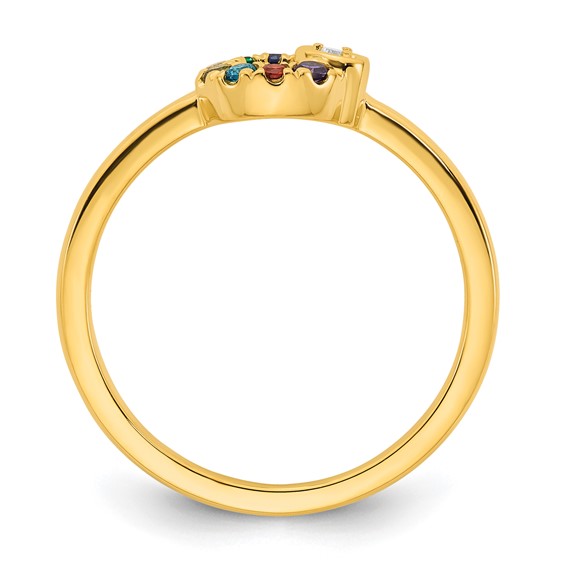 14k Diamond Heart with Genuine 8 Birthstone Mother's Circle Ring