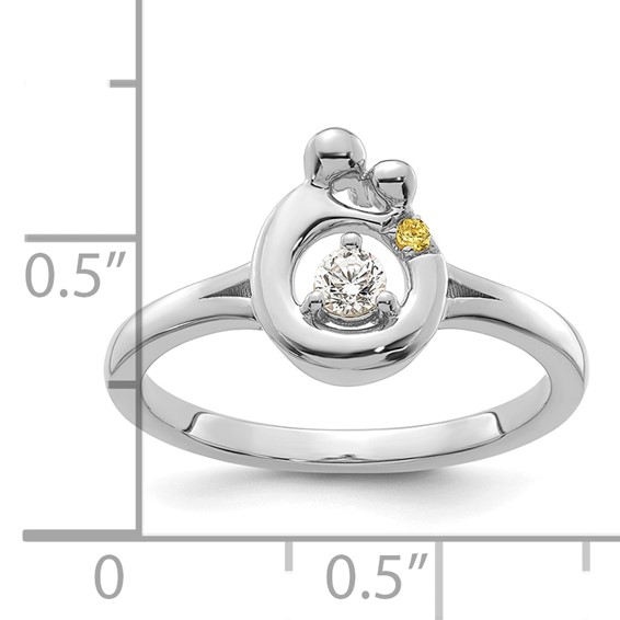 14k WG Diamond with 1 Genuine Birthstone Mother/Child Ring