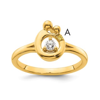 14k Diamond with 1 Synthetic Birthstone Mother/Child Ring